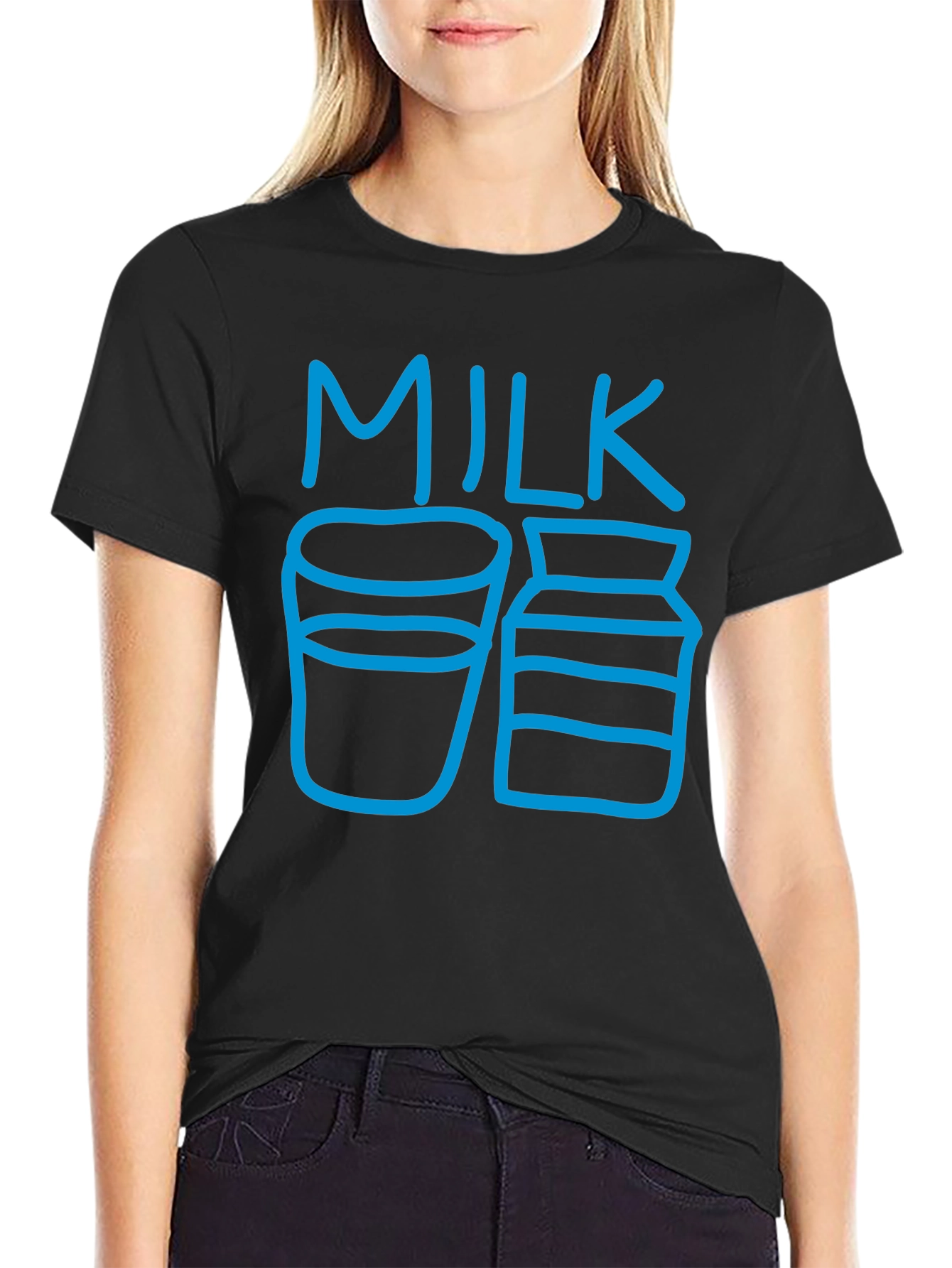 Milk Graphic T-Shirt - Casual Black Tee