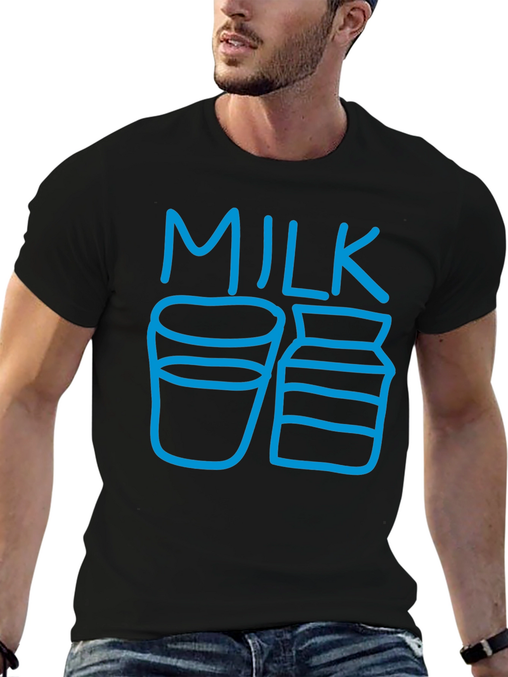 Milk Graphic T-Shirt - Casual Black Tee