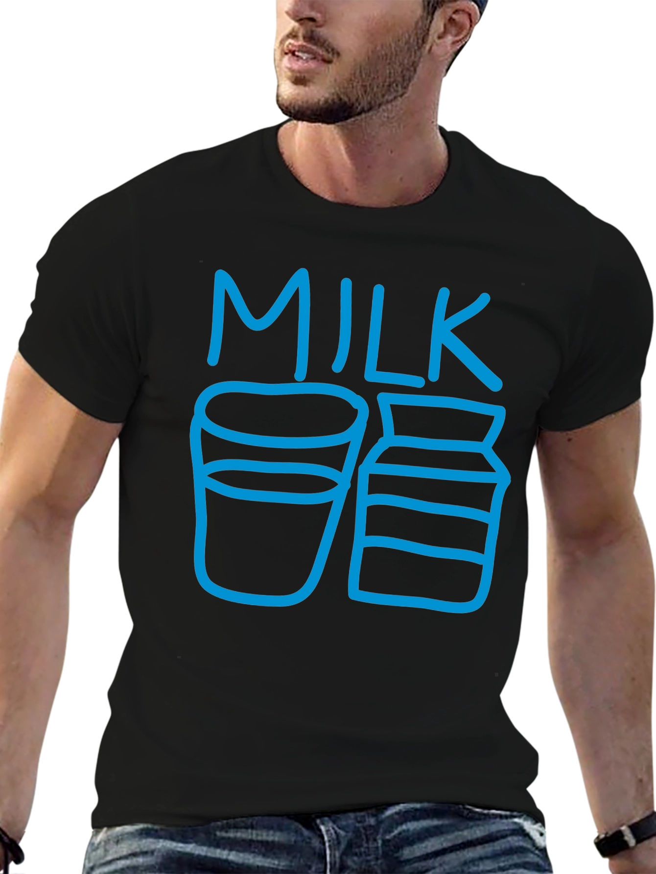 Milk Graphic T-Shirt - Casual Black Tee