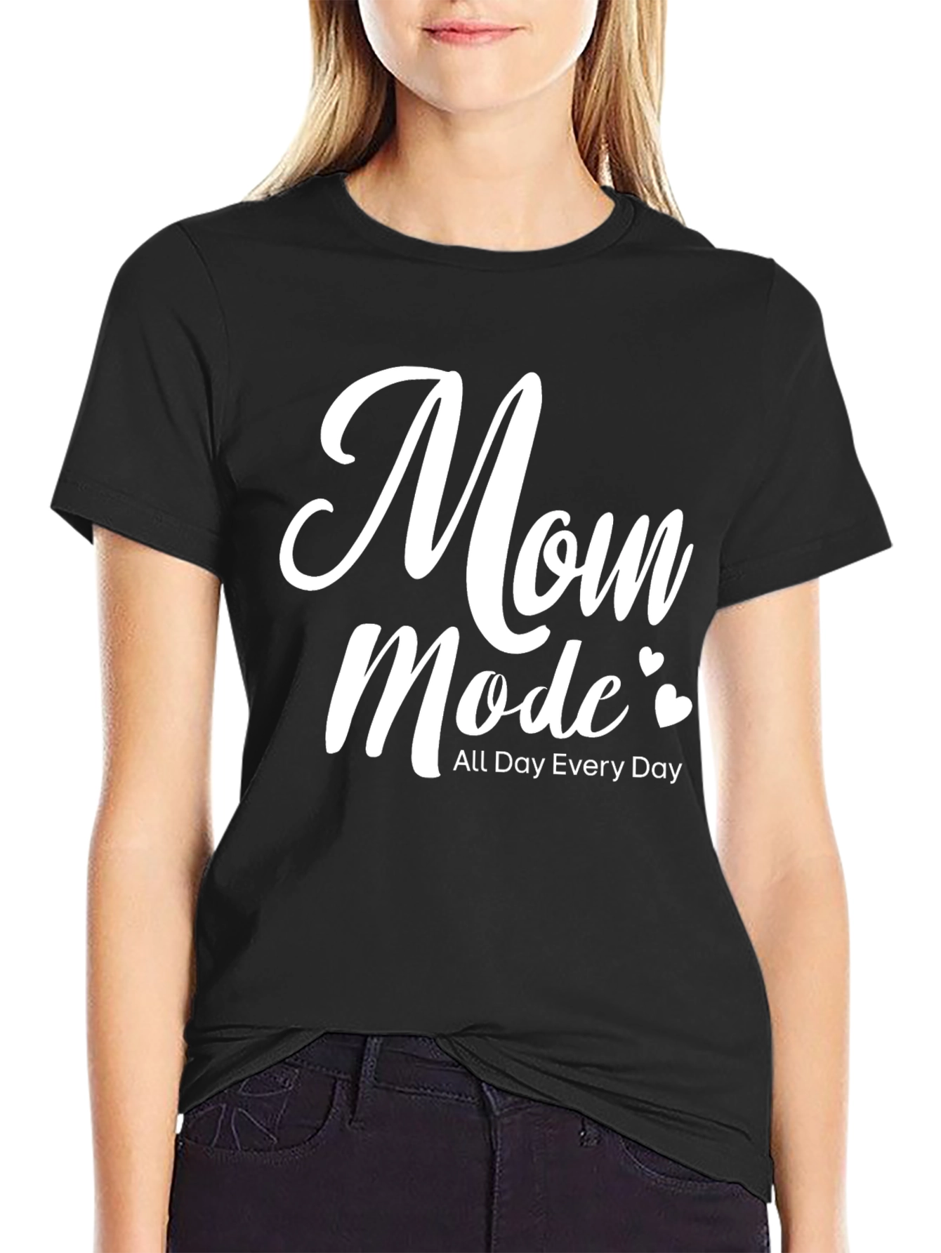 Mom Mode All Day Every Day Black Tee