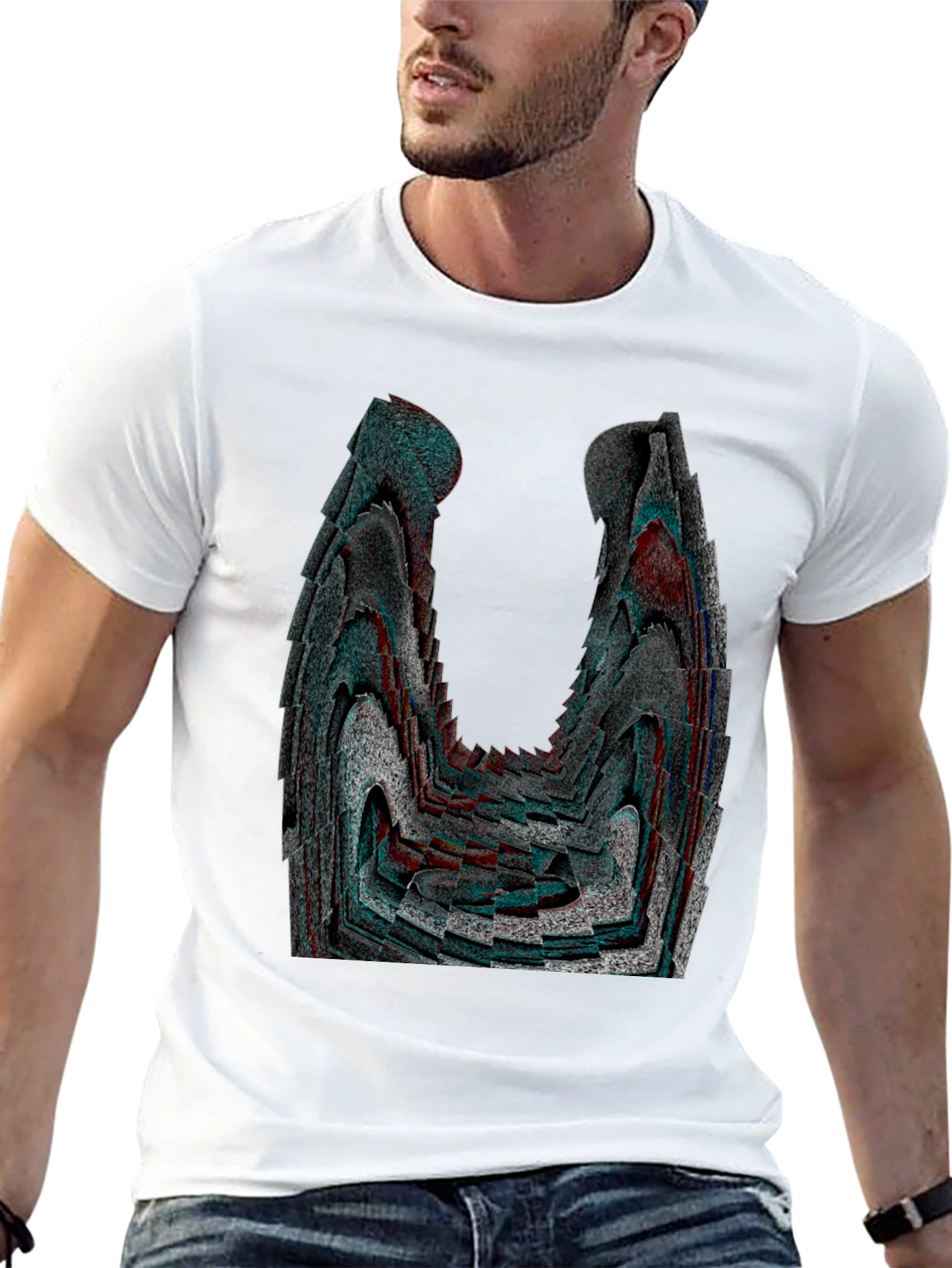Abstract Patterned Black Graphic Tee