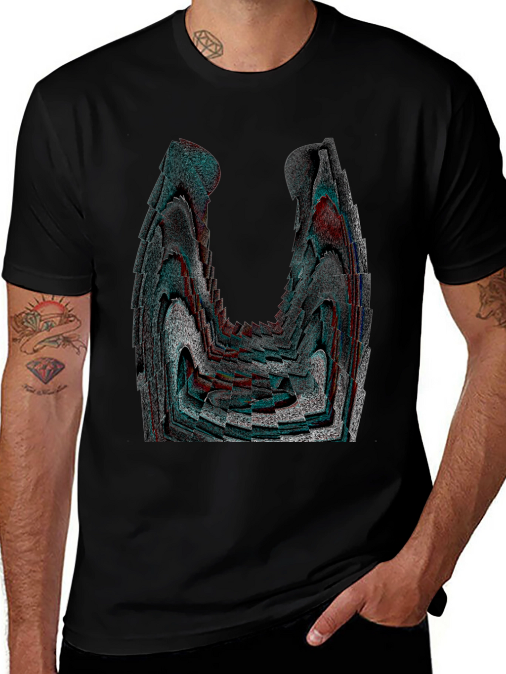 Abstract Patterned Black Graphic Tee