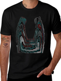 Abstract Patterned Black Graphic Tee