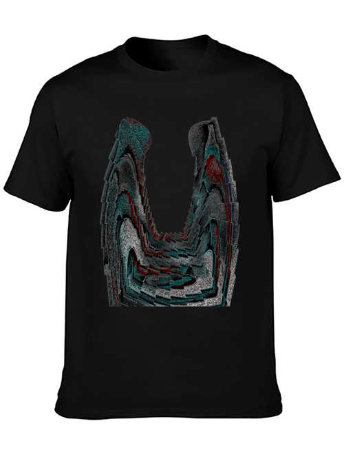 Abstract Patterned Black Graphic Tee