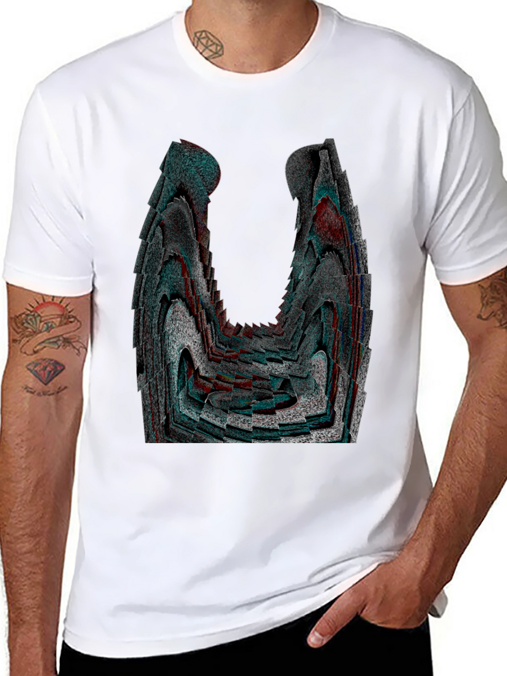 Abstract Patterned Black Graphic Tee