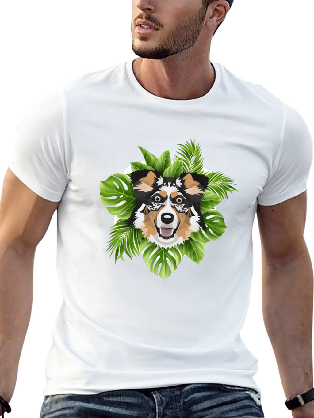 Tropical Dog Graphic Tee - Unique Pet Lover Gift