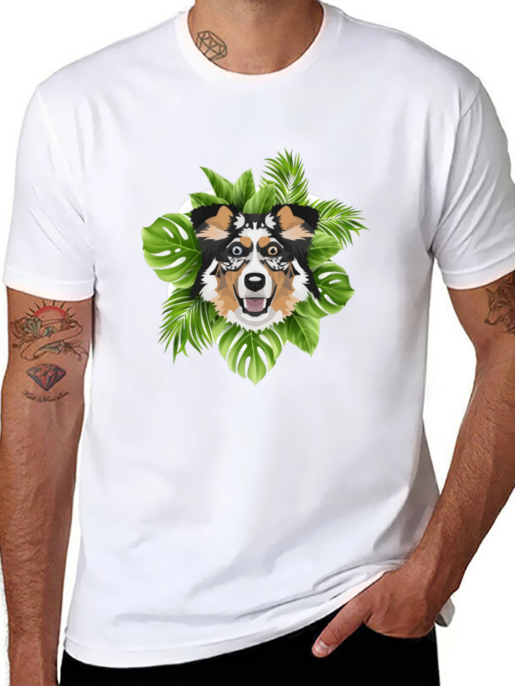 Tropical Dog Graphic Tee - Unique Pet Lover Gift