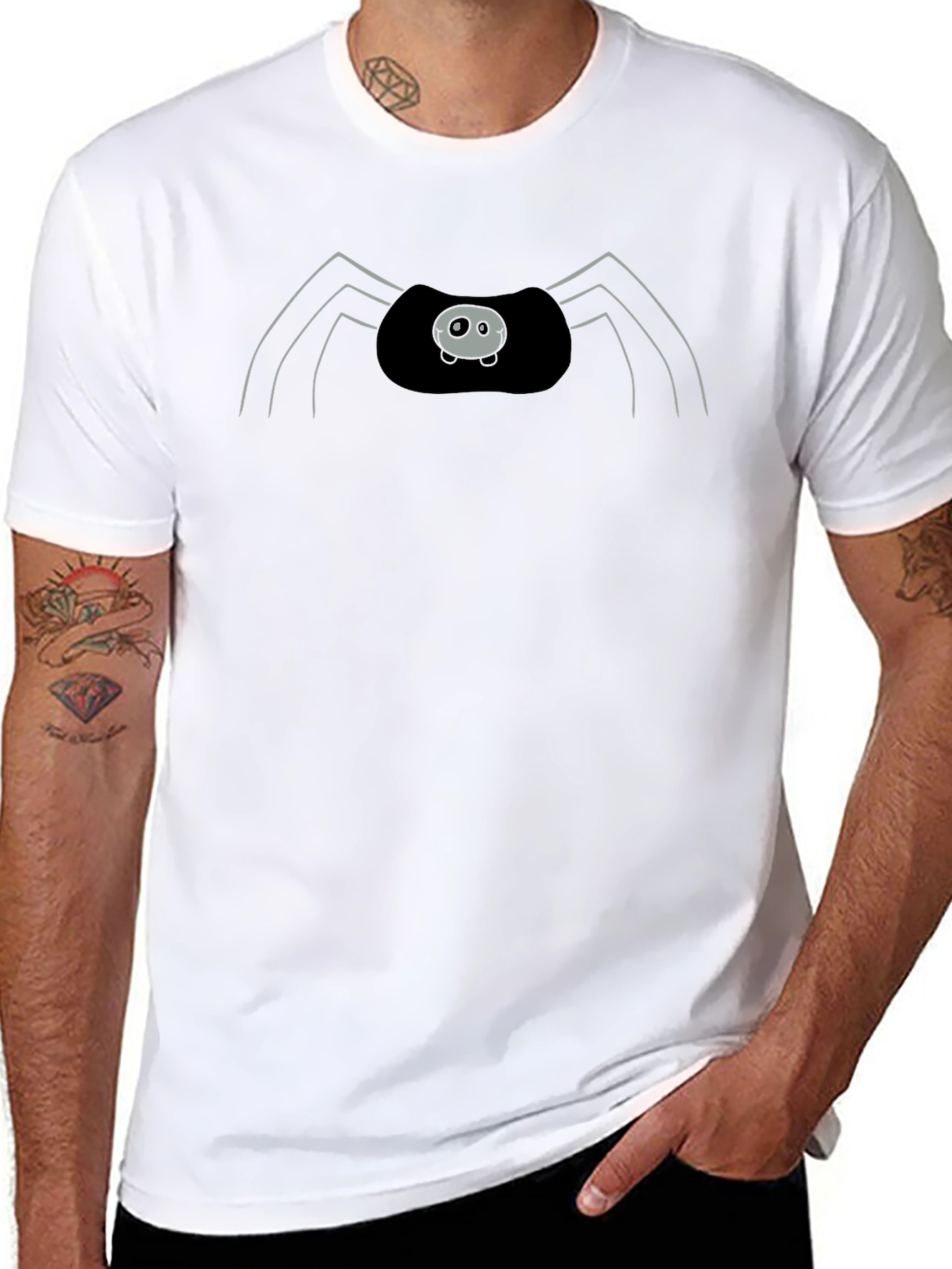 Cute Spider Graphic Print Black T-Shirt