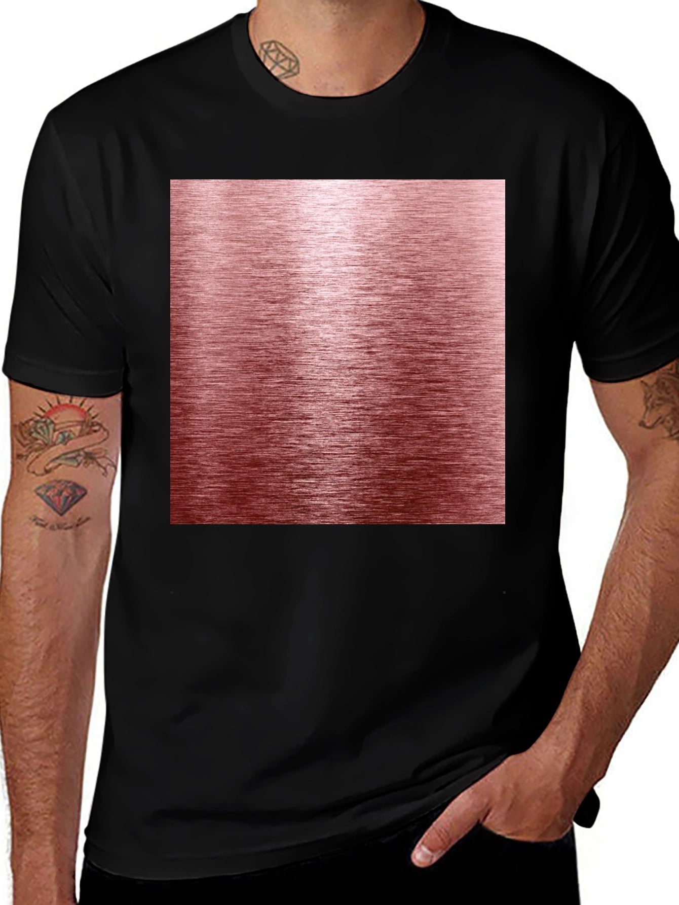 Sleek Black Tee with Rose Gold Texture