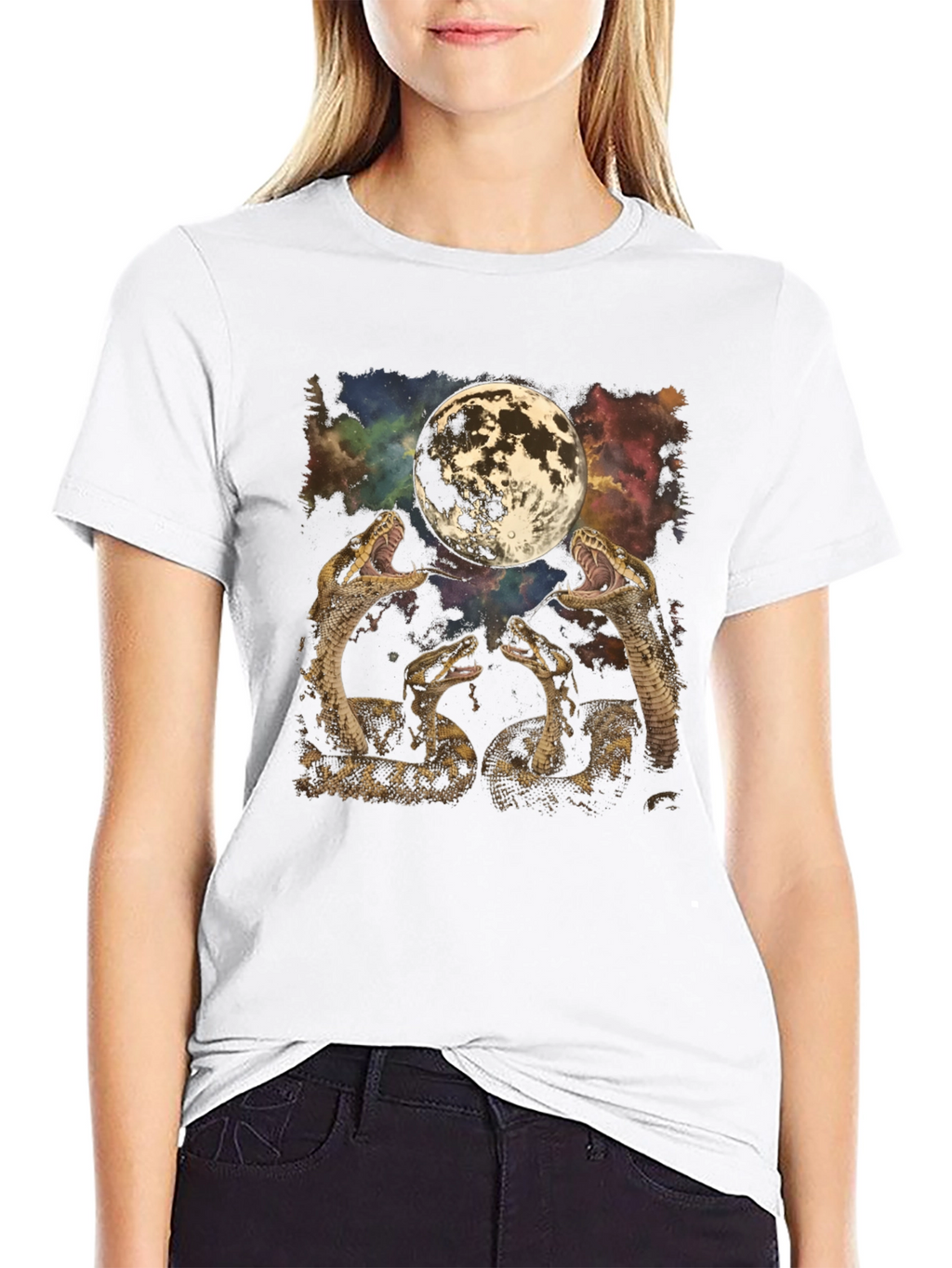 Snakes and Moon Graphic T-Shirt