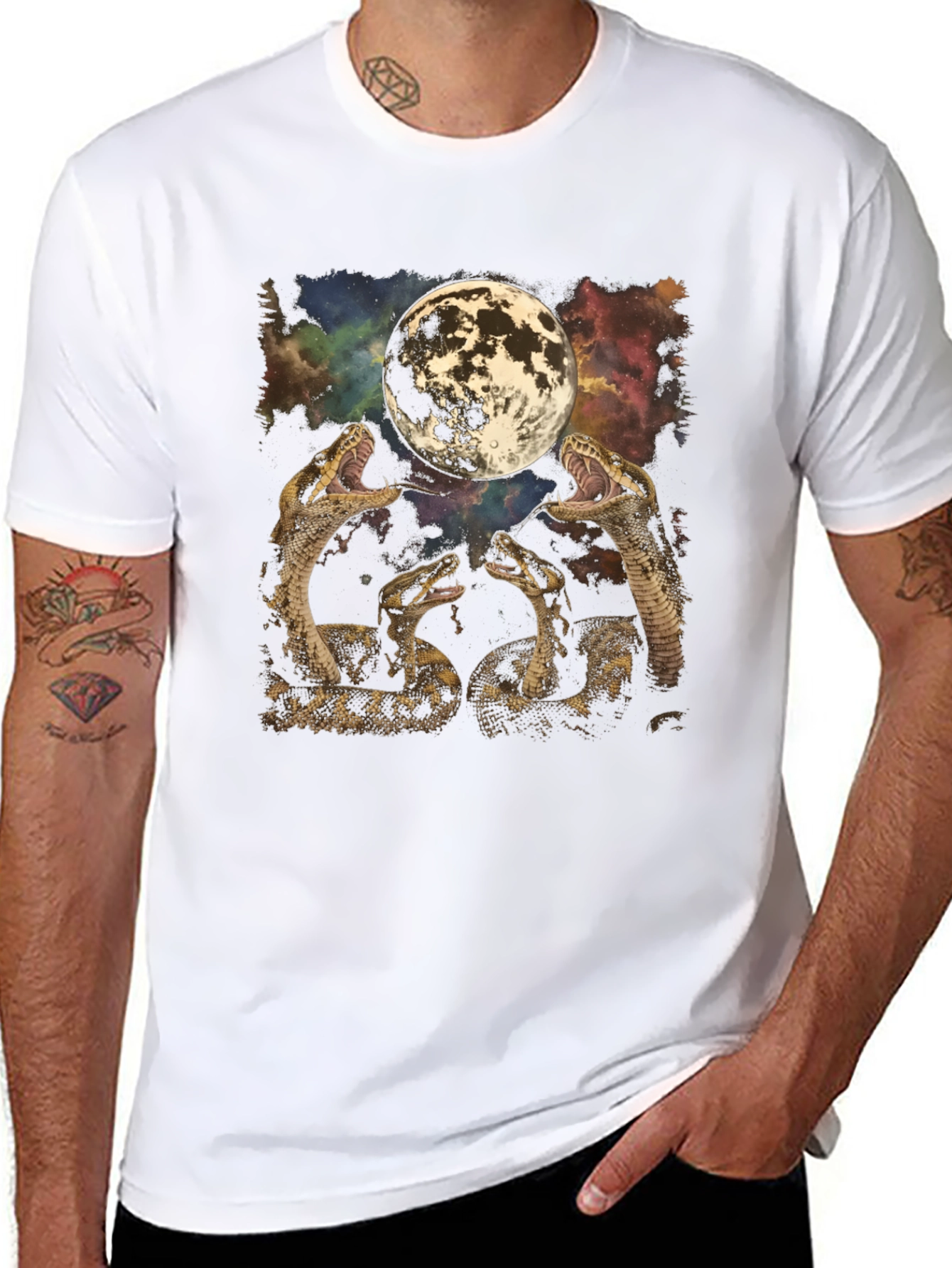 Snakes and Moon Graphic T-Shirt