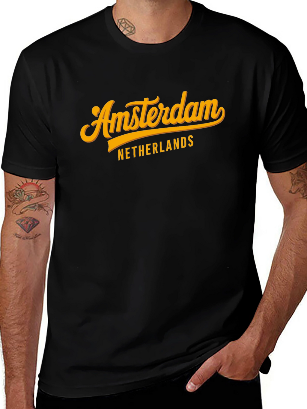 Amsterdam Netherlands Graphic Tee - Stylish Black T-Shirt