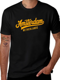 Amsterdam Netherlands Graphic Tee - Stylish Black T-Shirt