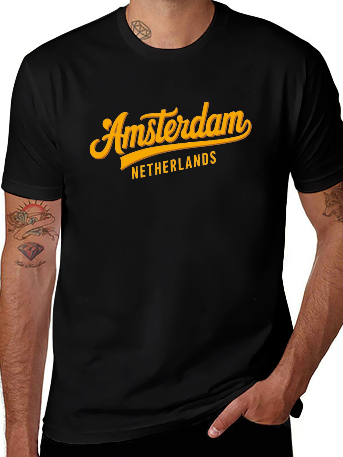 Amsterdam Netherlands Graphic Tee - Stylish Black T-Shirt