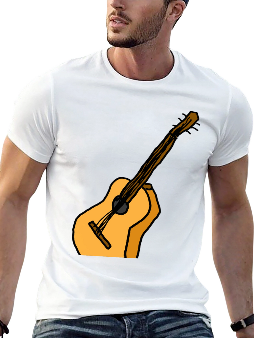 Guitar Graphic Tee - Casual Black T-Shirt