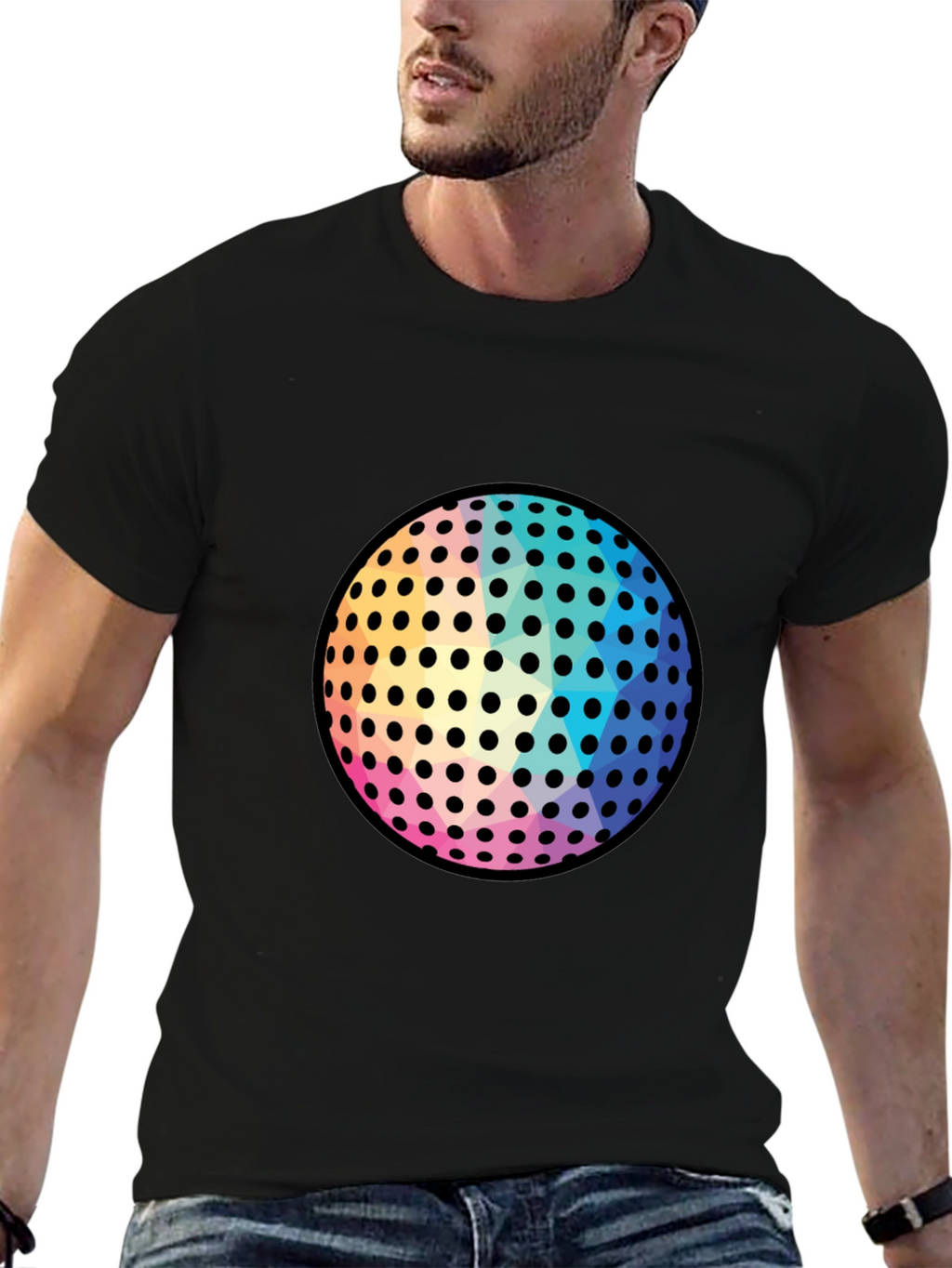 Retro Disco Ball Graphic Tee - Black