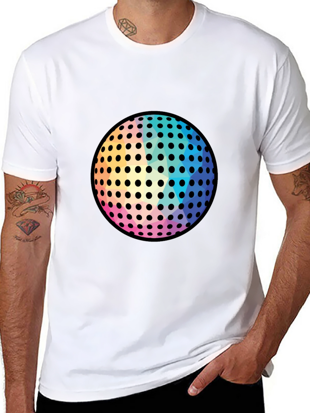 Retro Disco Ball Graphic Tee - Black