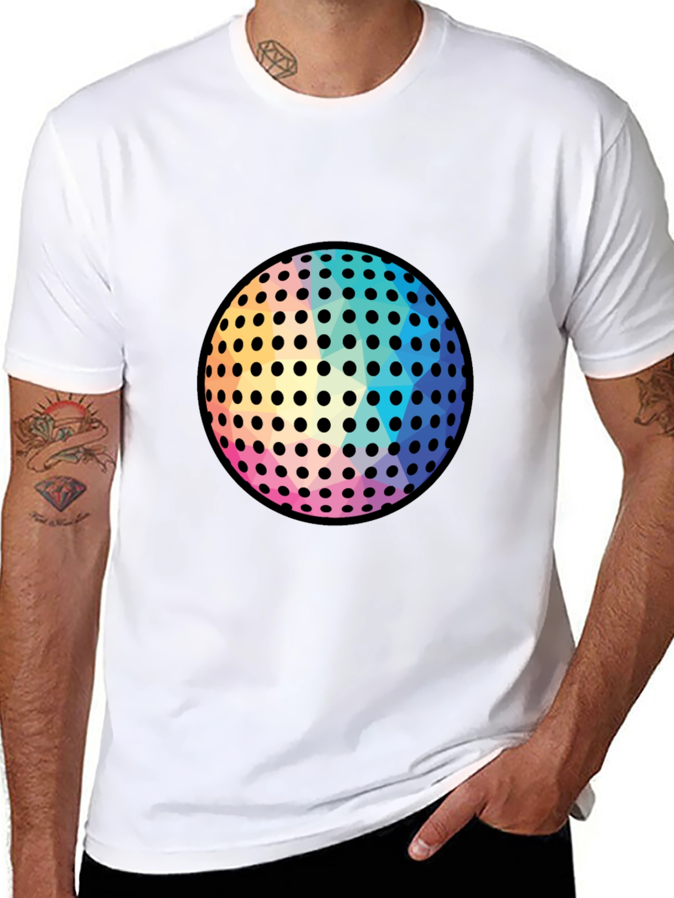 Retro Disco Ball Graphic Tee - Black