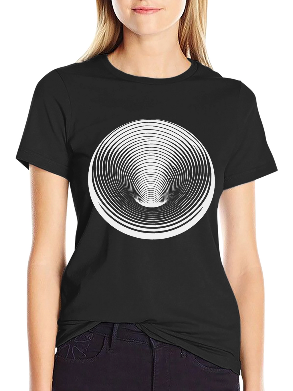 Optical Illusion T-Shirt - Black Vortex Design