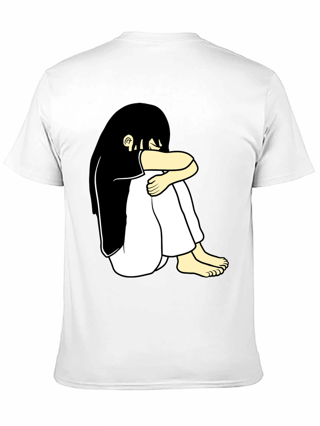 Black T-Shirt with Cartoon Girl Design