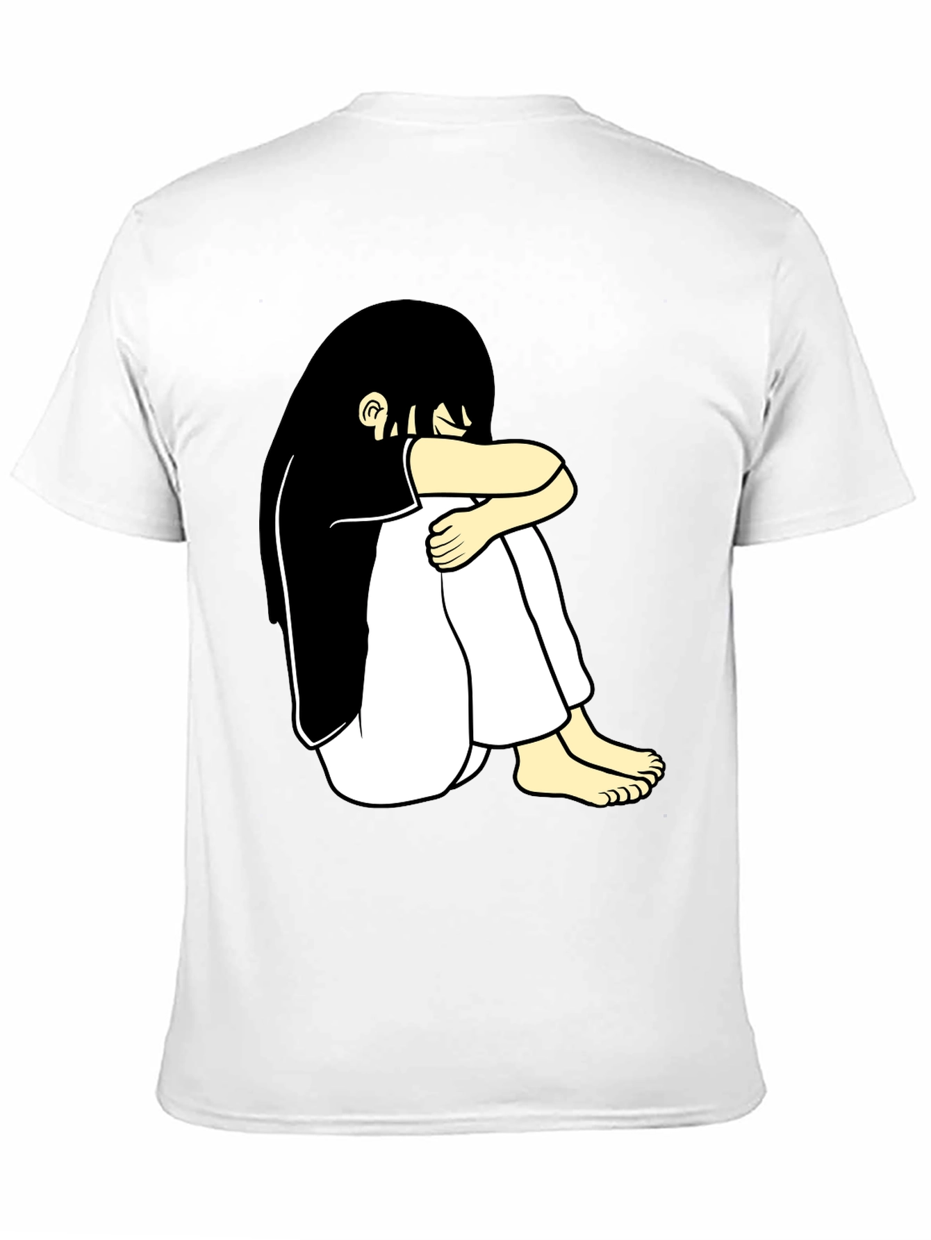 Black T-Shirt with Cartoon Girl Design