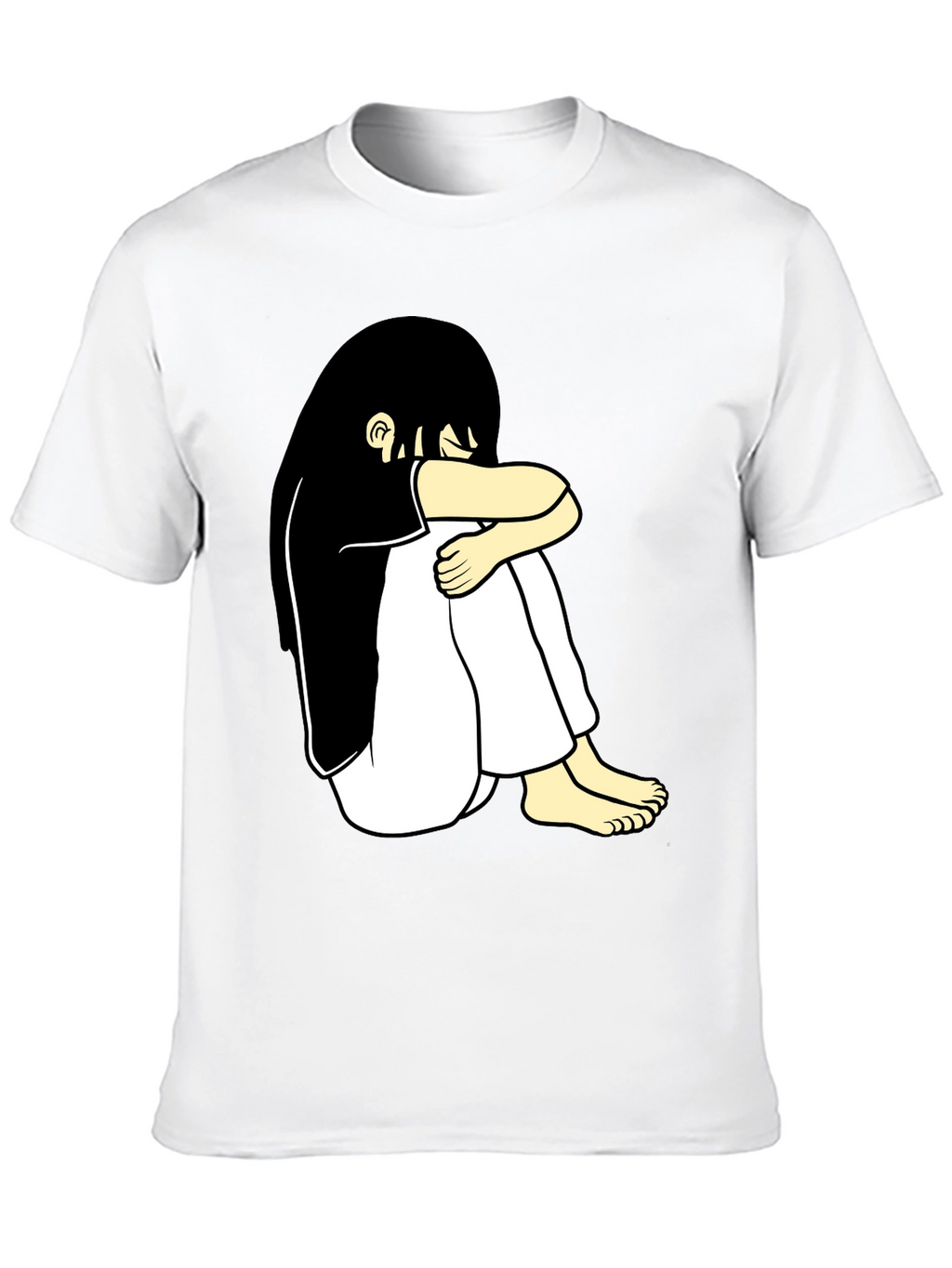 Black T-Shirt with Cartoon Girl Design