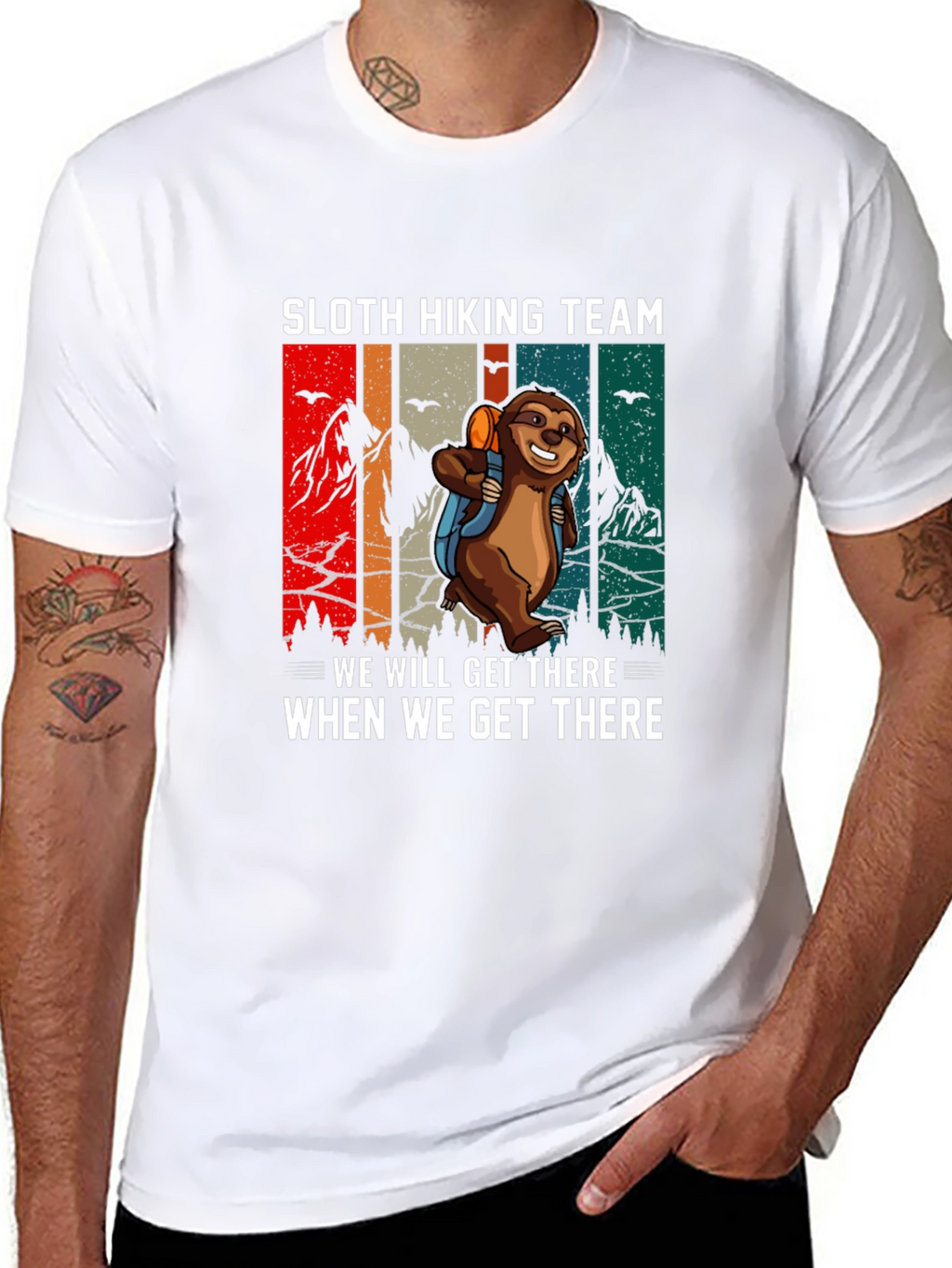 Sloth Hiking Team Graphic T-Shirt