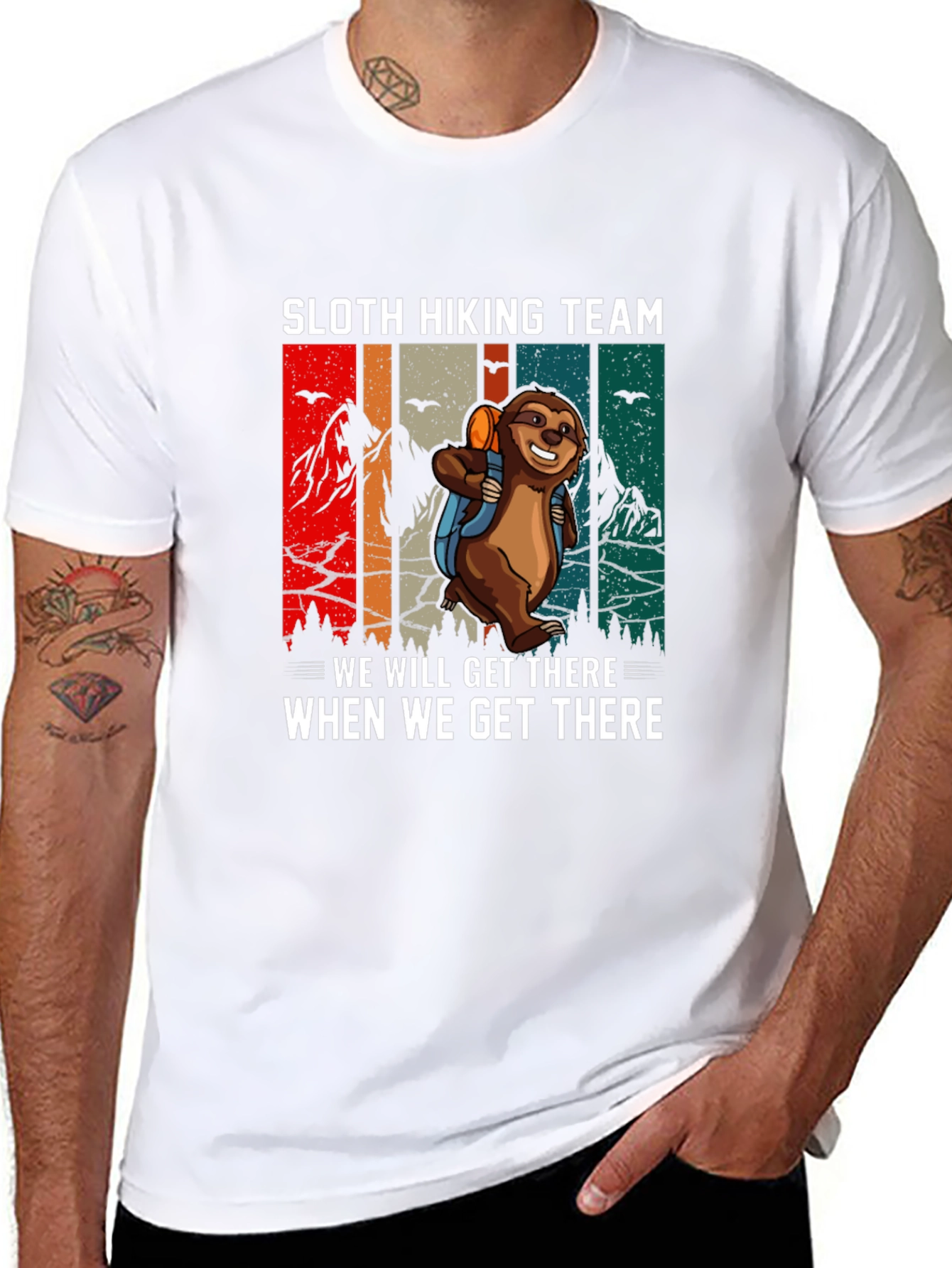 Sloth Hiking Team Graphic T-Shirt