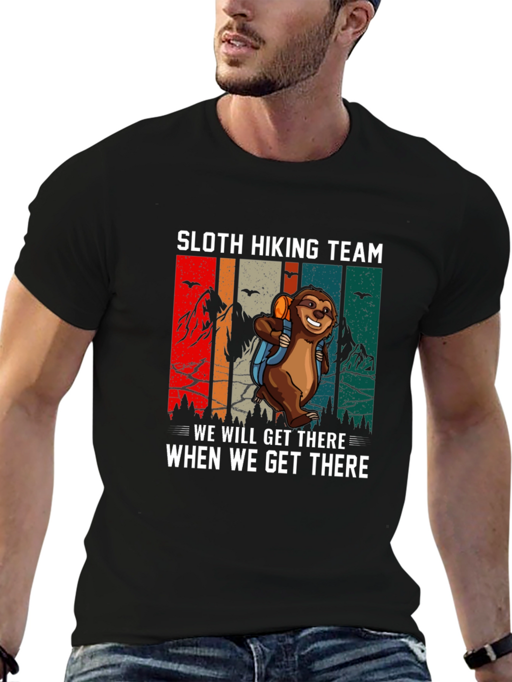 Sloth Hiking Team Graphic T-Shirt