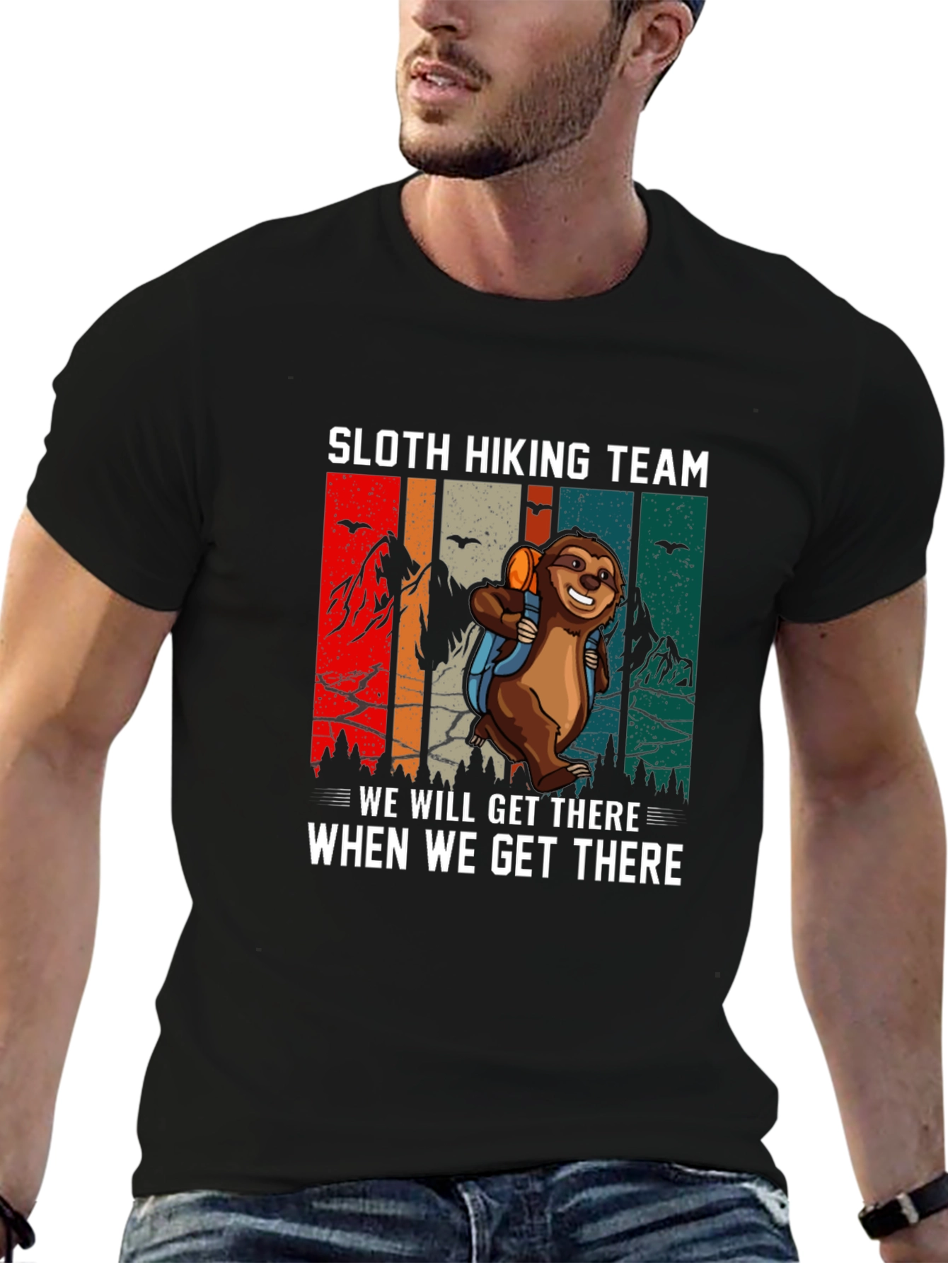 Sloth Hiking Team Graphic T-Shirt