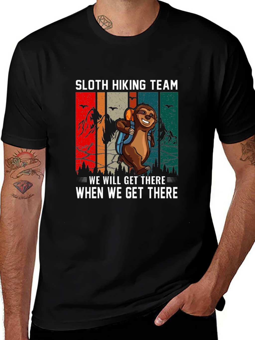 Sloth Hiking Team Graphic T-Shirt
