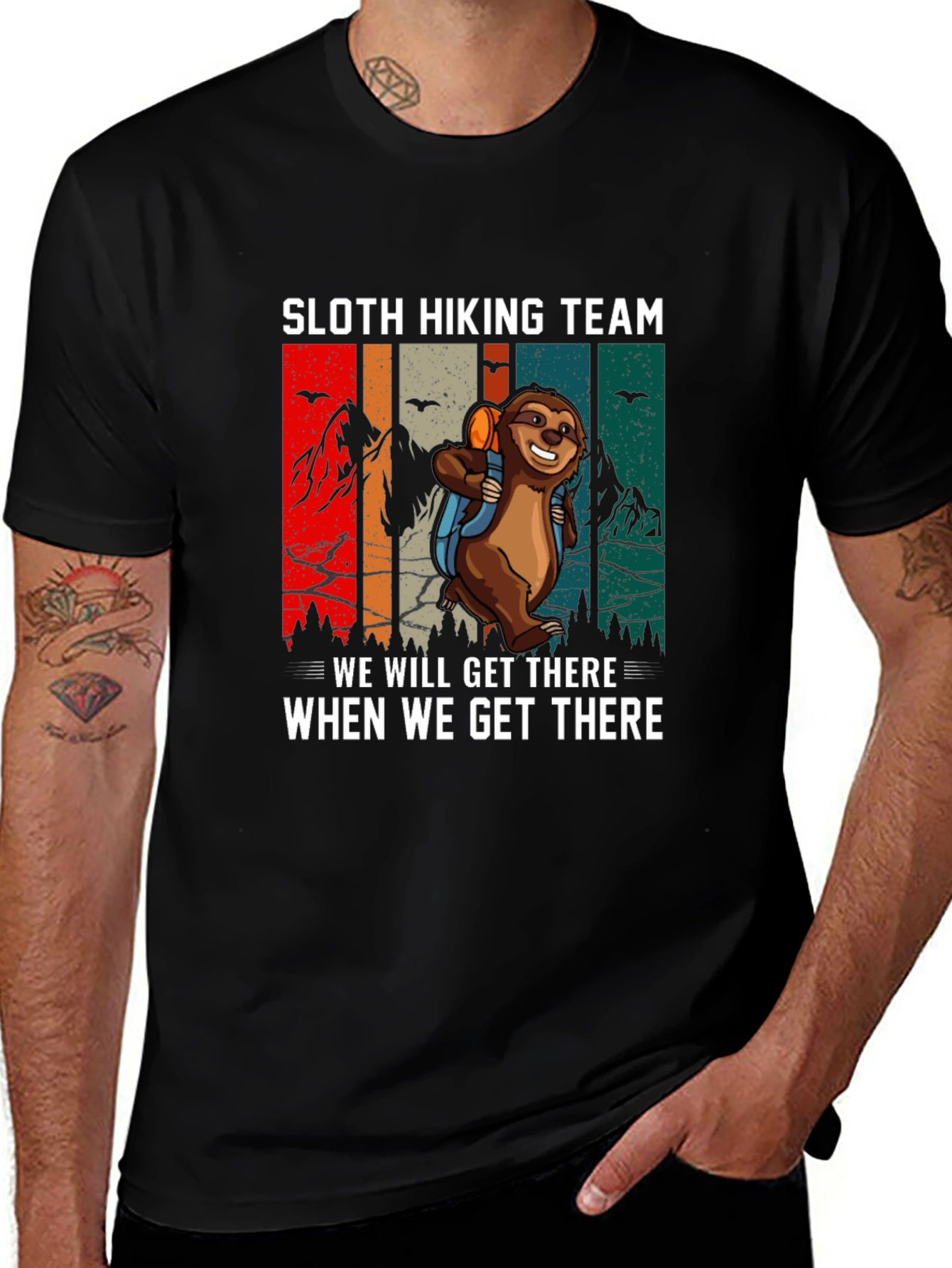 Sloth Hiking Team Graphic T-Shirt