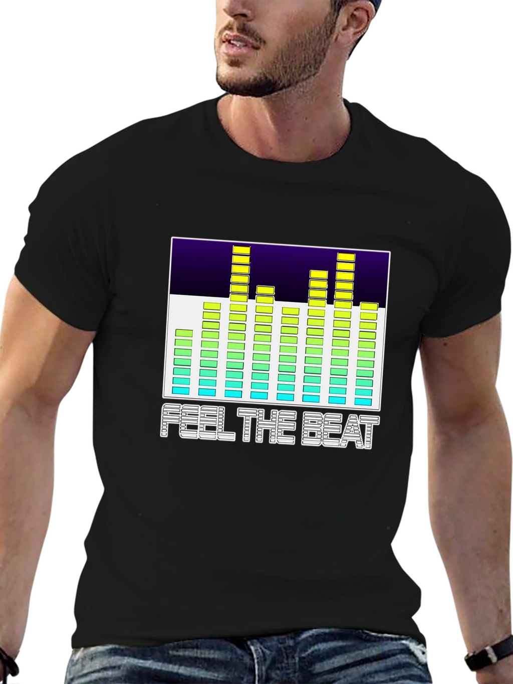 Feel The Beat Graphic Black T-Shirt
