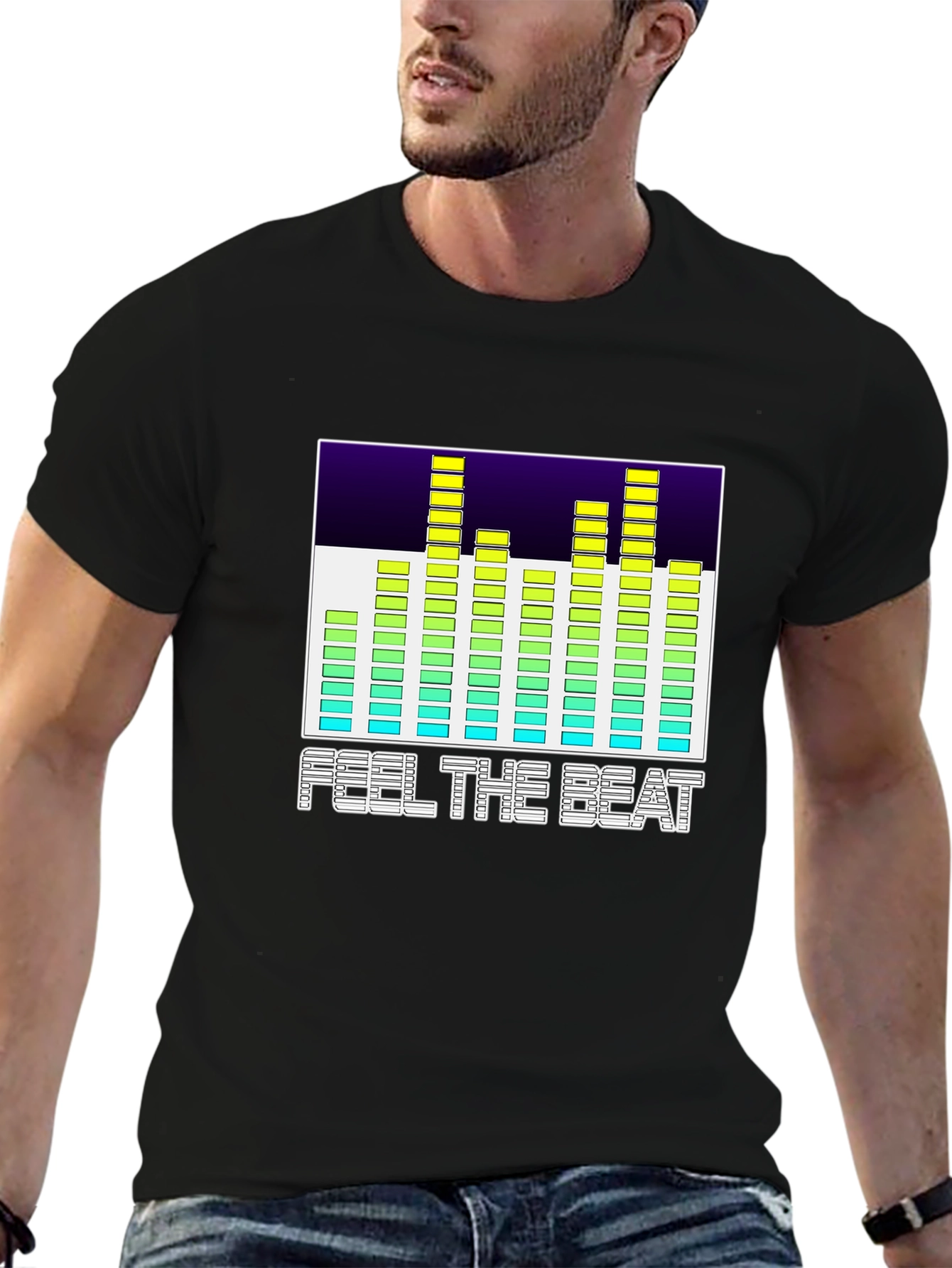 Feel The Beat Graphic Black T-Shirt