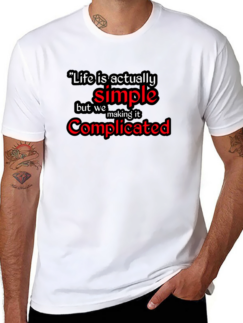 Life Is Simple Graphic Black T-Shirt
