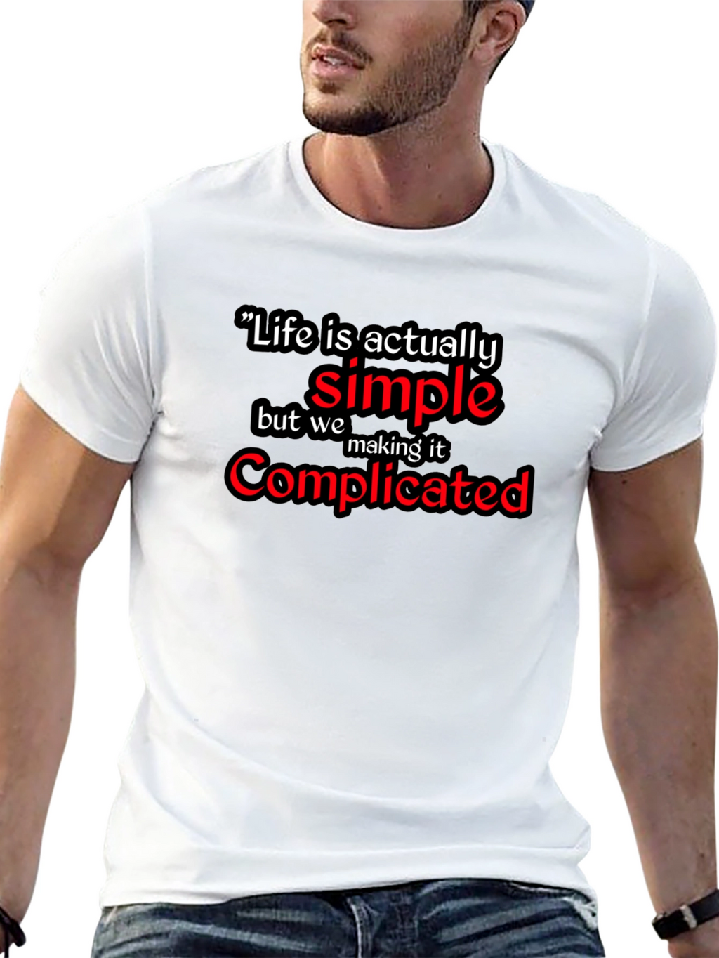 Life Is Simple Graphic Black T-Shirt