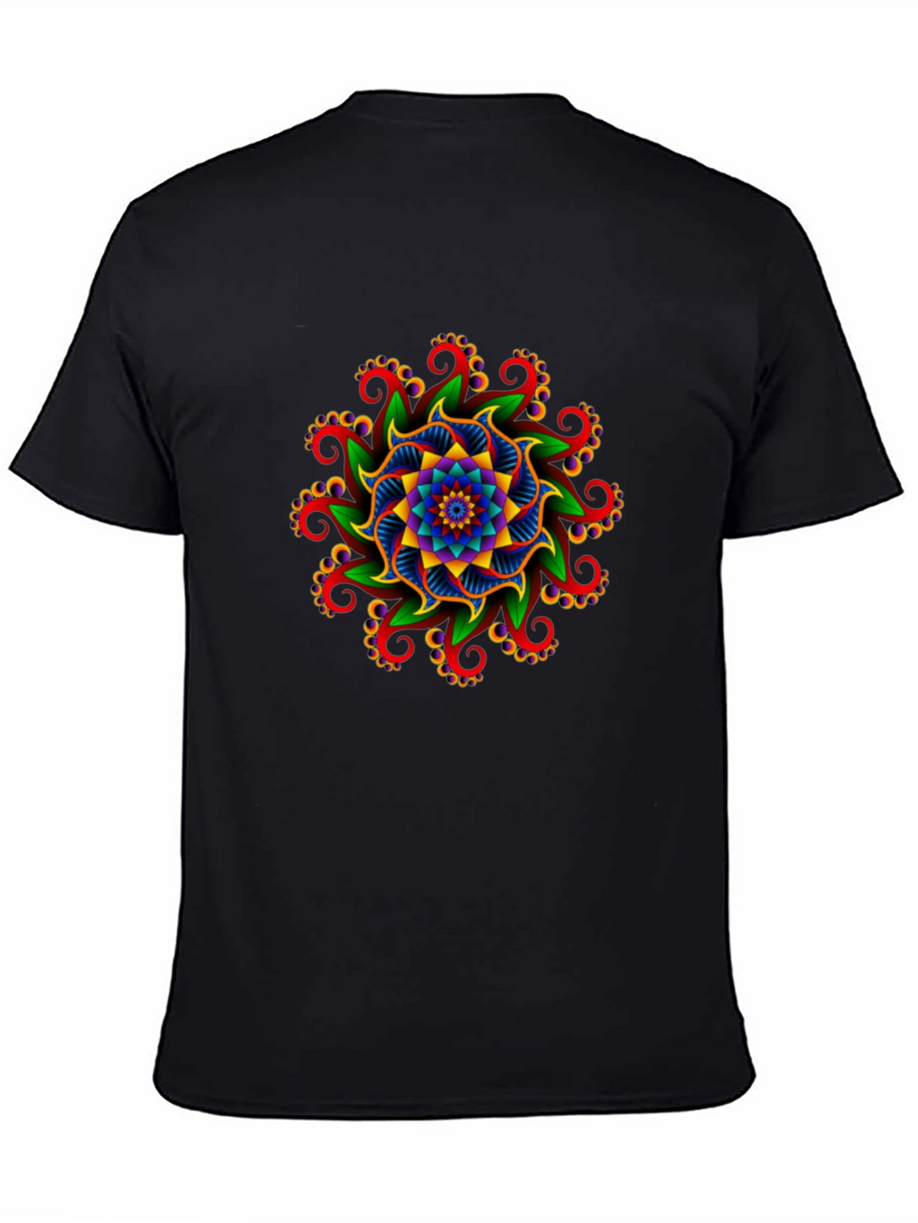 Vibrant Mandala Graphic Tee - Unisex Black T-Shirt