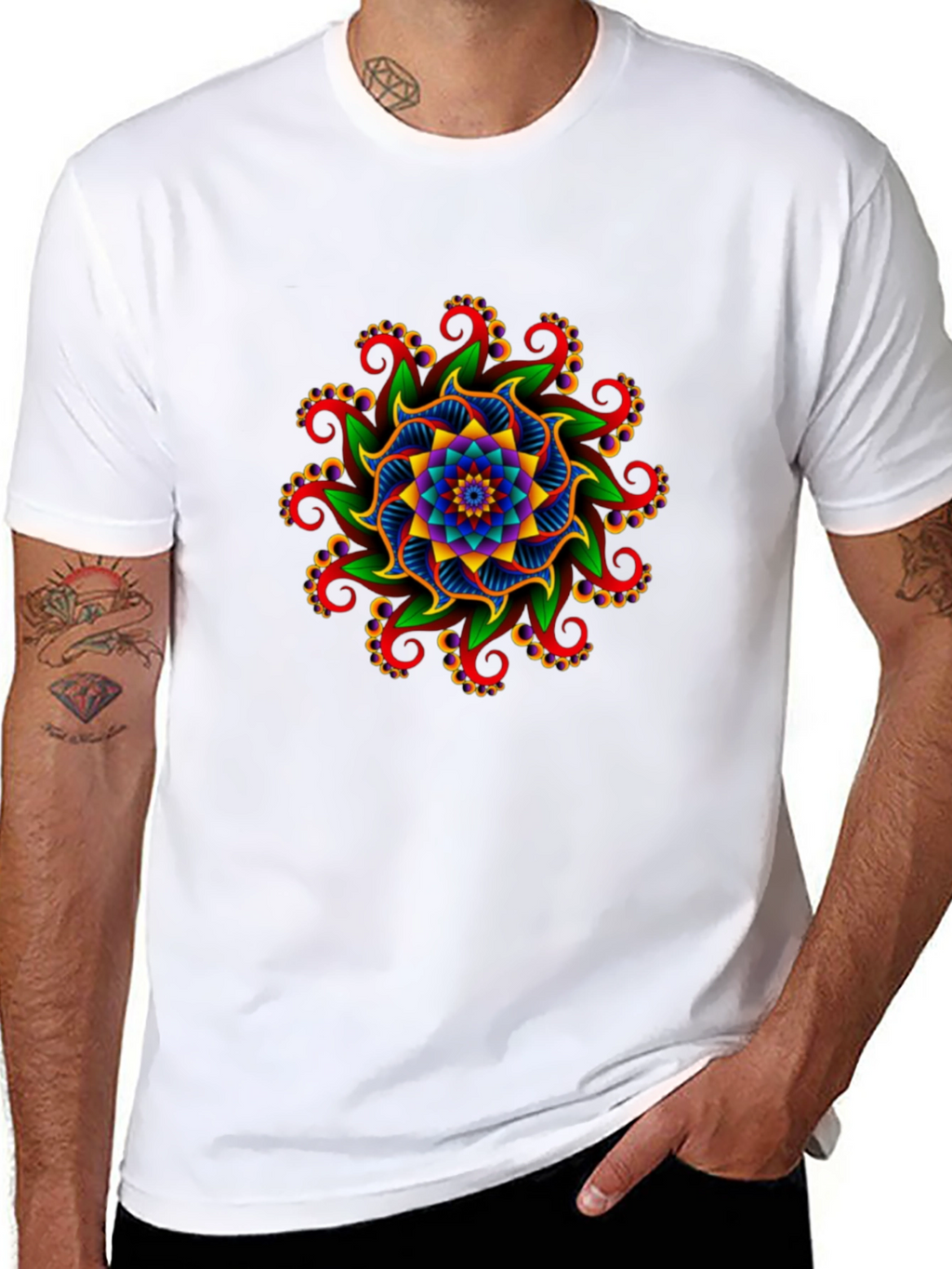 Vibrant Mandala Graphic Tee - Unisex Black T-Shirt