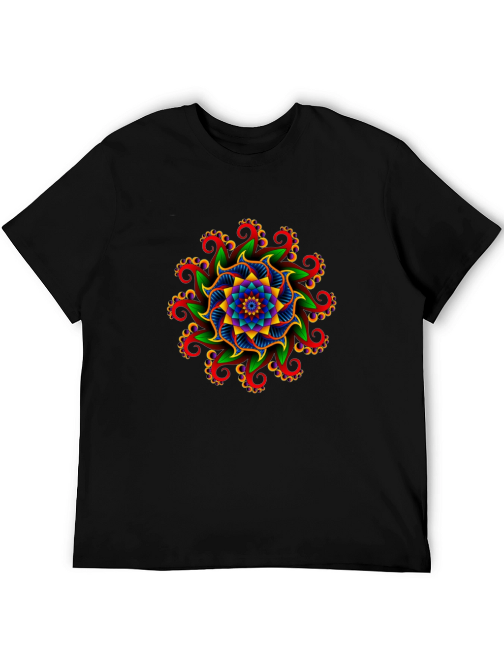 Vibrant Mandala Graphic Tee - Unisex Black T-Shirt