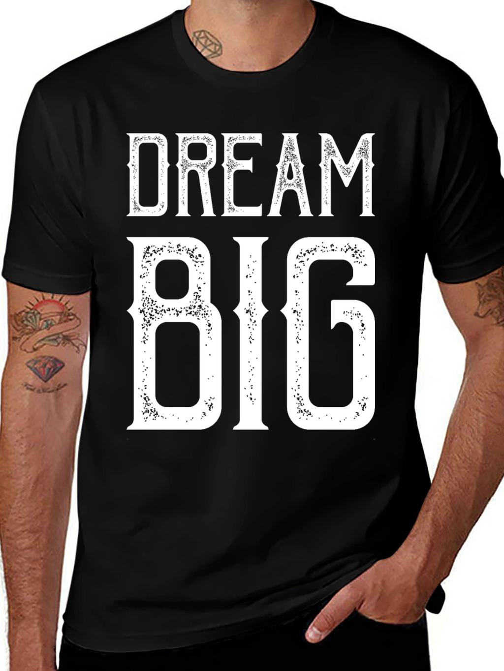 Dream Big Graphic Tee - Black Cotton T-Shirt