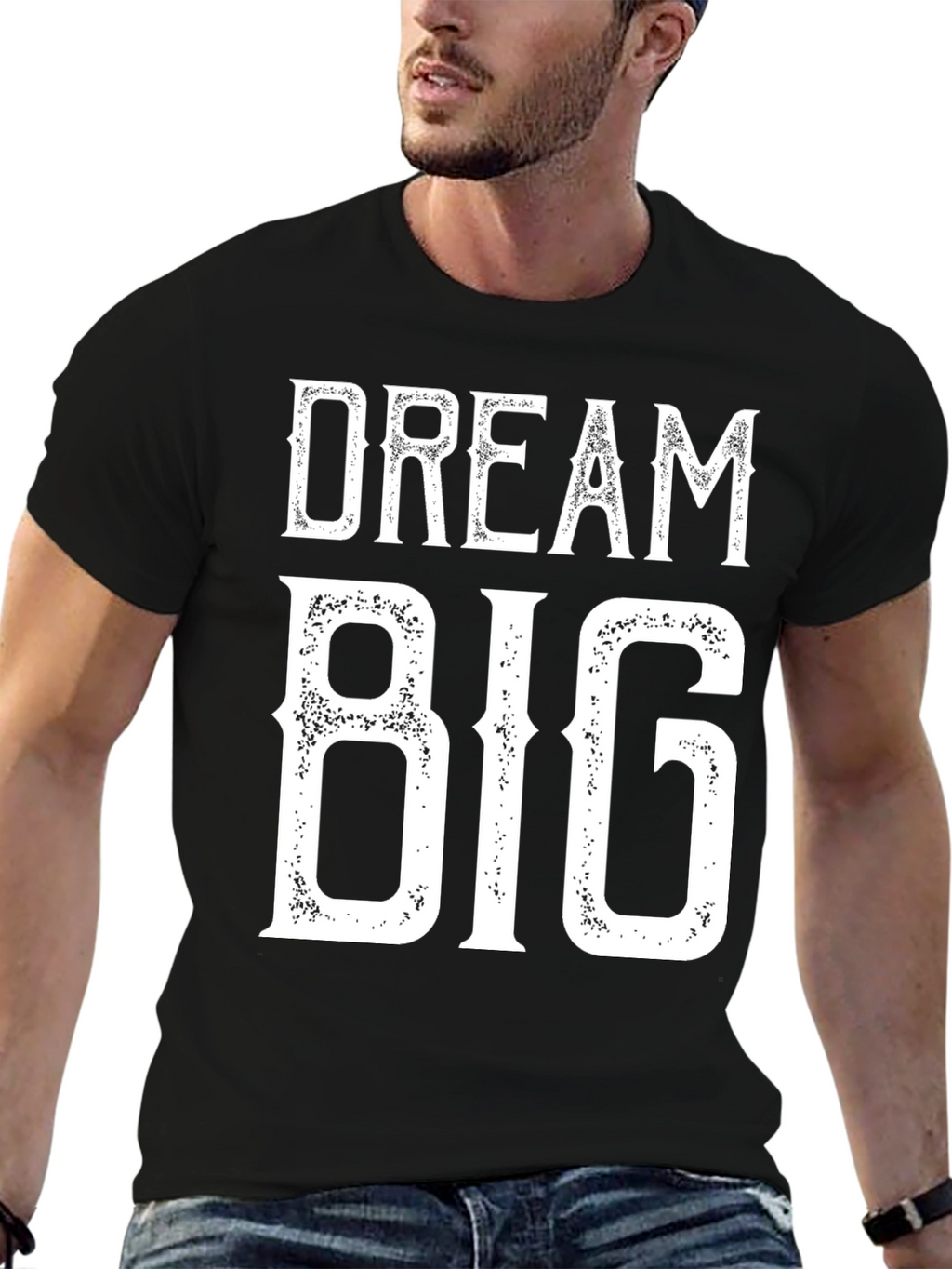 Dream Big Graphic Tee - Black Cotton T-Shirt