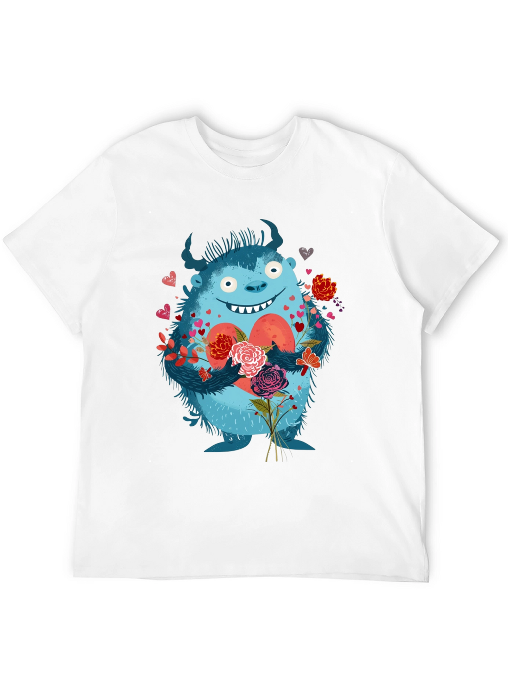 Monster Love T-Shirt - Heart & Flowers Graphic Tee