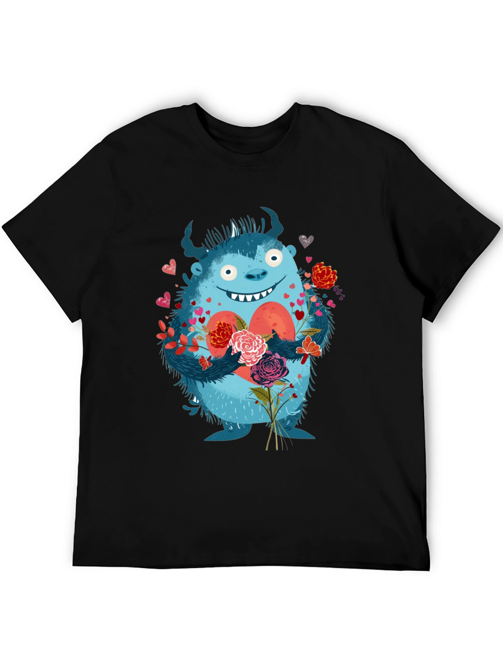Monster Love T-Shirt - Heart & Flowers Graphic Tee