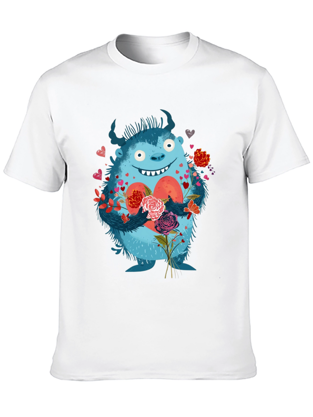 Monster Love T-Shirt - Heart & Flowers Graphic Tee