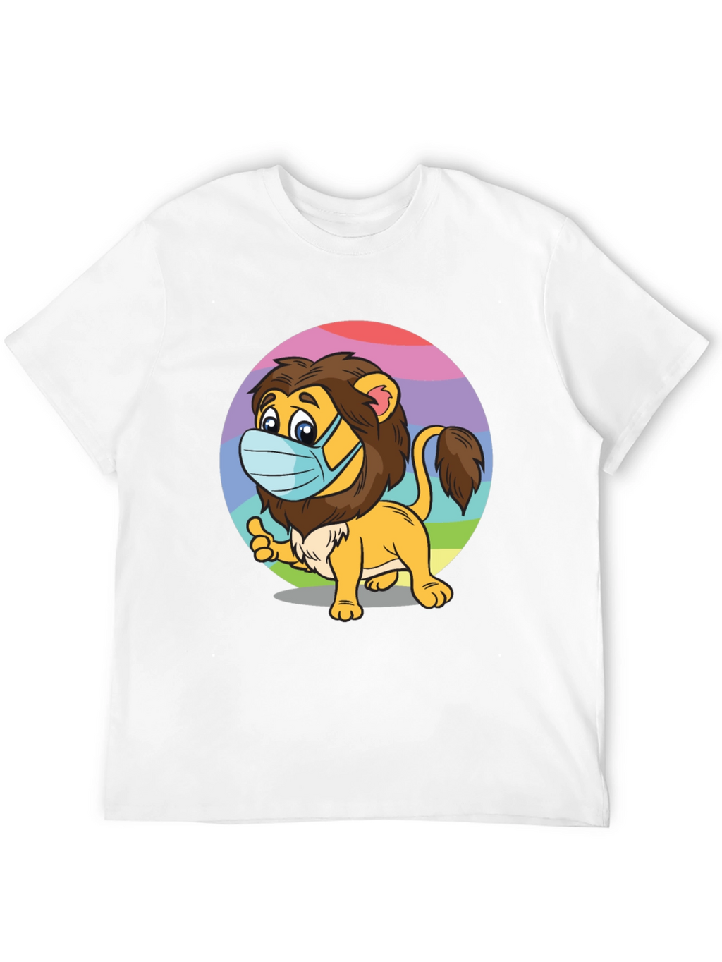 Lion Wearing Mask Black T-Shirt