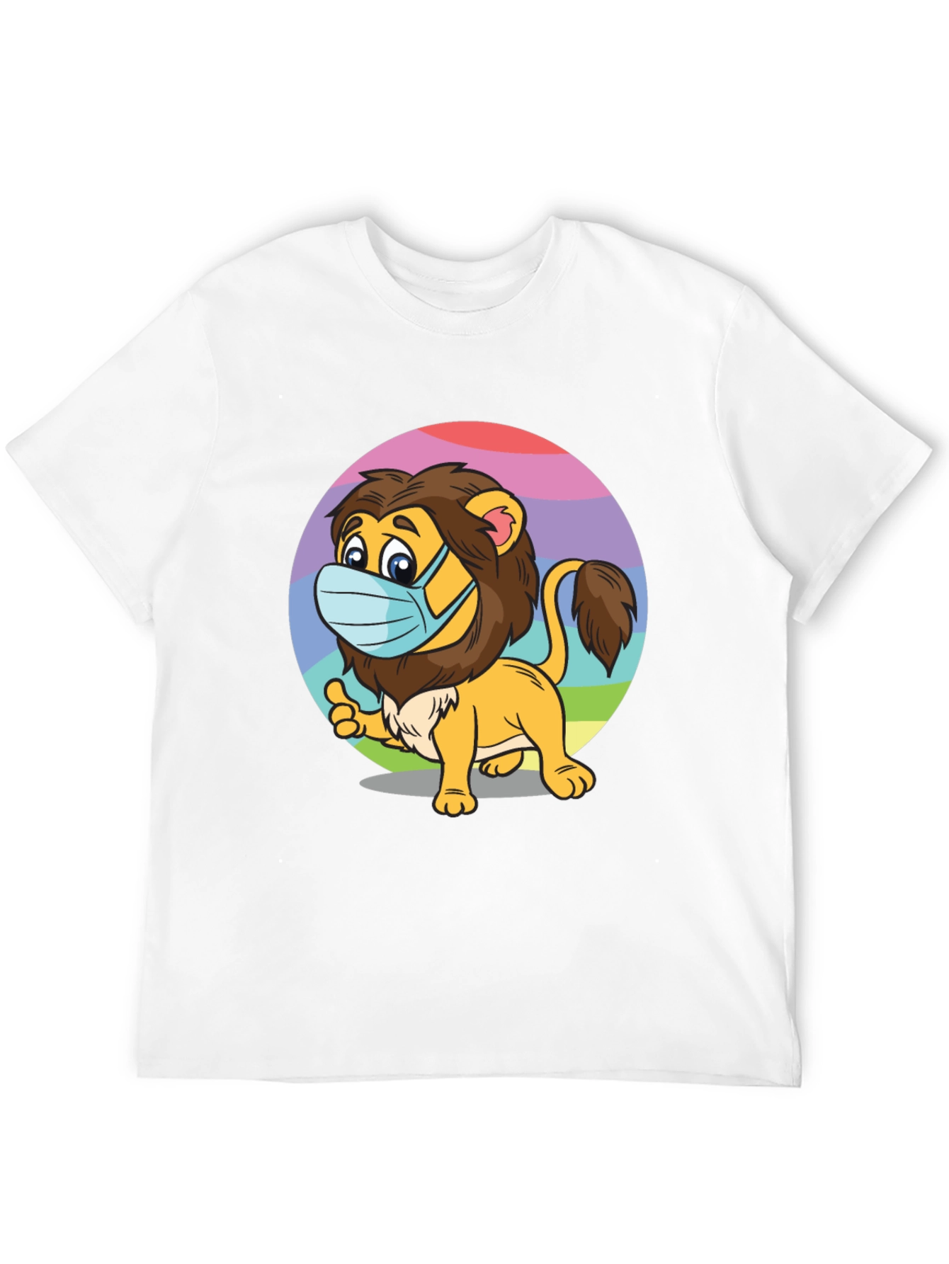 Lion Wearing Mask Black T-Shirt