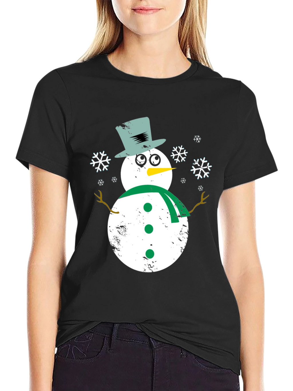 Whimsical Snowman Graphic Tee - Festive Holiday Shirt