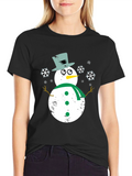 Whimsical Snowman Graphic Tee - Festive Holiday Shirt