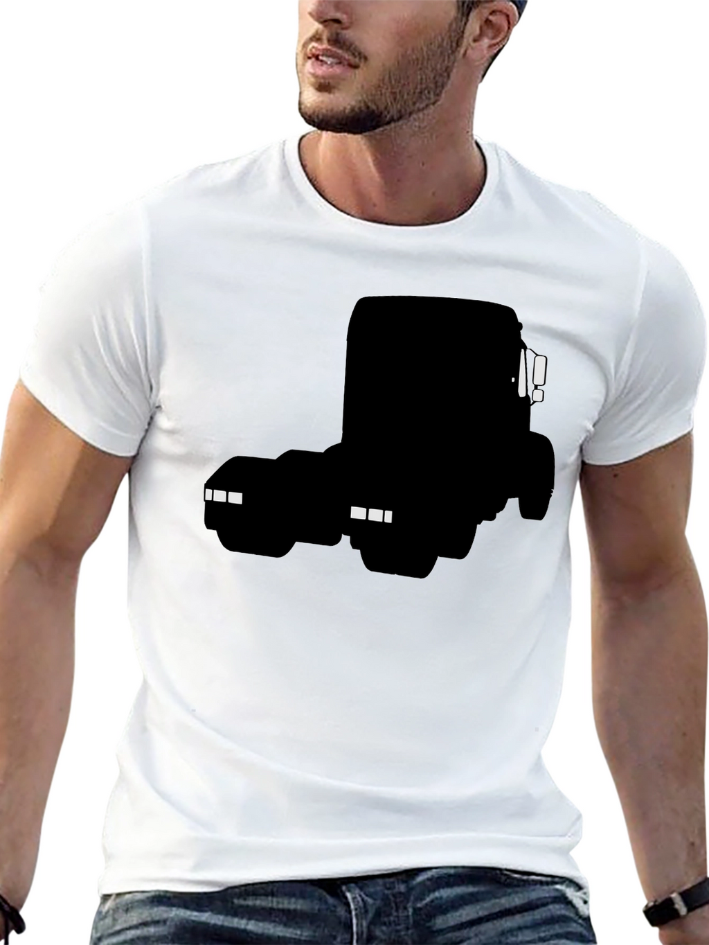 Black Truck Silhouette Graphic Tee for Men