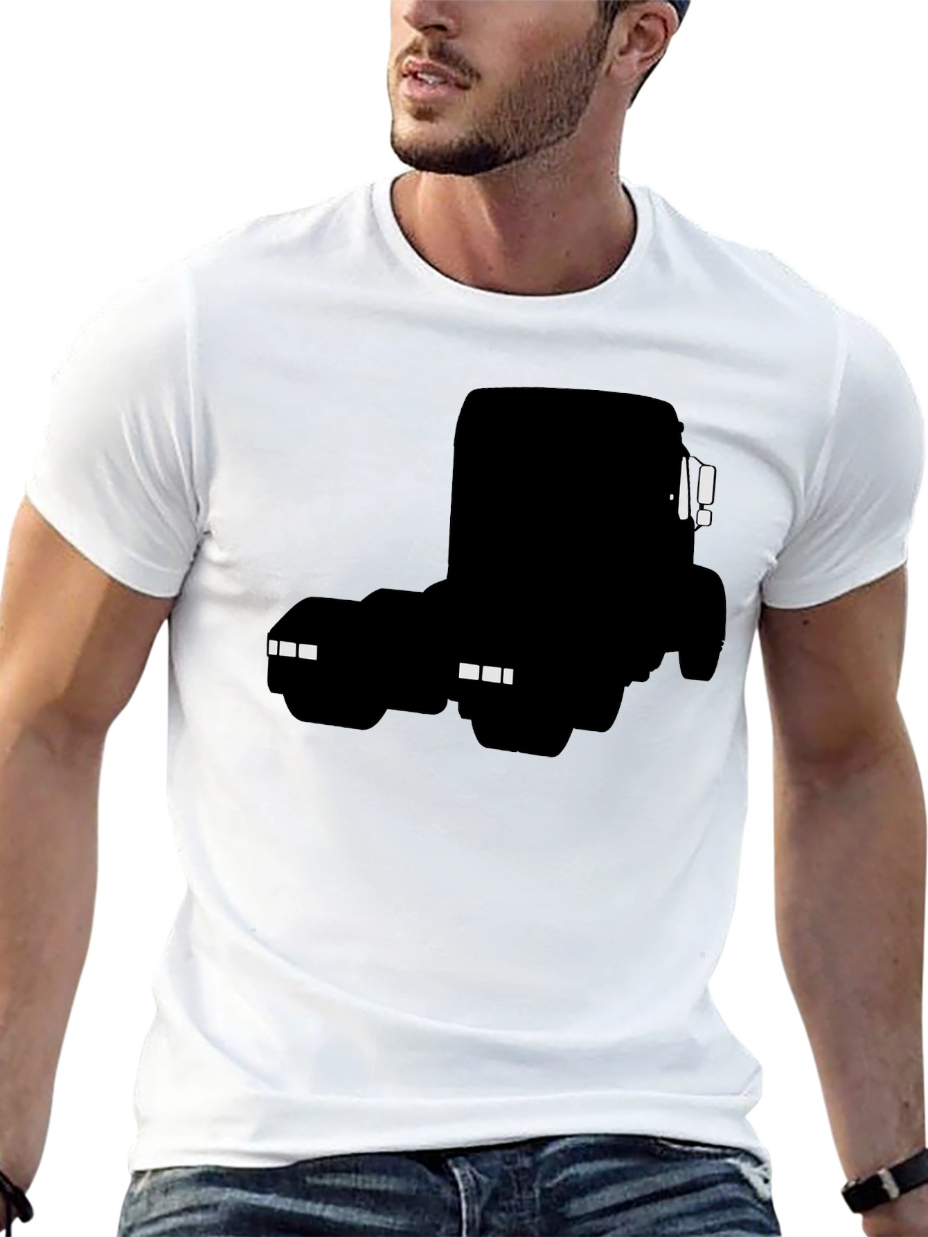 Black Truck Silhouette Graphic Tee for Men